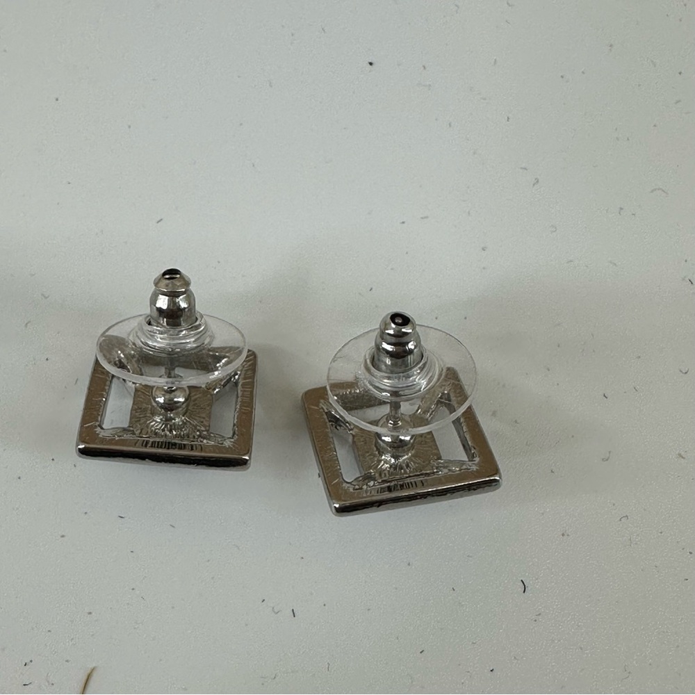 WHBM Square silver geometric stud earrings with semi precious blue stone - Picture 4 of 5